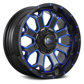 818 Gloss Black with Blue Milled Accents