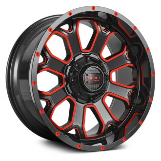 818 Gloss Black with Red Milled Accents