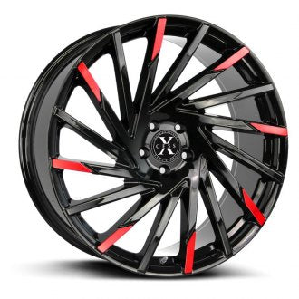 X02 Gloss Black with Candy Red Milled Accents